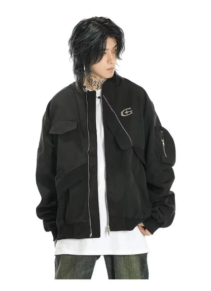 american street pilot jacket mens spring irregular trend loose tooling male coats zipper multiple pockets couple baseball jersey unique default style 3303