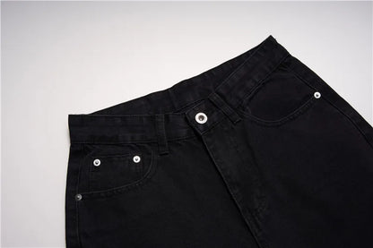 fashion back skull letters embroidery denim flare jeans mens zipper straight trouser hip hop streetwear pants joggers jeans men unique joggers style 5109