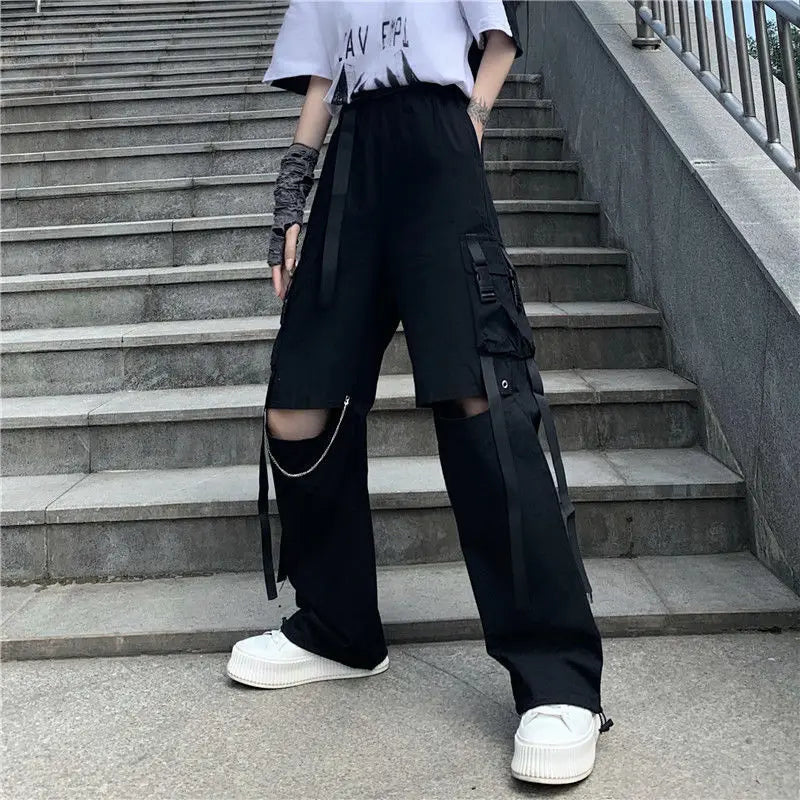 xpqbb vintage streetwear dark gray jeans women y2k high waist ripped denim trousers female 2022 new design loose wide leg pants unique jeans style 2601