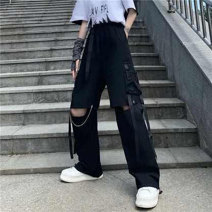xpqbb vintage streetwear dark gray jeans women y2k high waist ripped denim trousers female 2022 new design loose wide leg pants unique jeans style 2601
