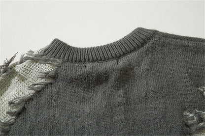 Men Ripped Sweater 2023 Distressed Vintage Graphic Streetwear Hip Hop Knitted Pullover Retro Sweater Loose Knitwear Hipster Street King Limited