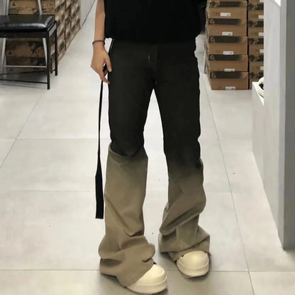 Streetwear RO style Gradient Color Baggy Stacked Baggy Flare Jeans for Men and Women Straight Washed Casual Denim Trousers Street King Limited