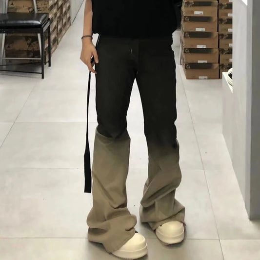 Streetwear RO style Gradient Color Baggy Stacked Baggy Flare Jeans for Men and Women Straight Washed Casual Denim Trousers Street King Limited