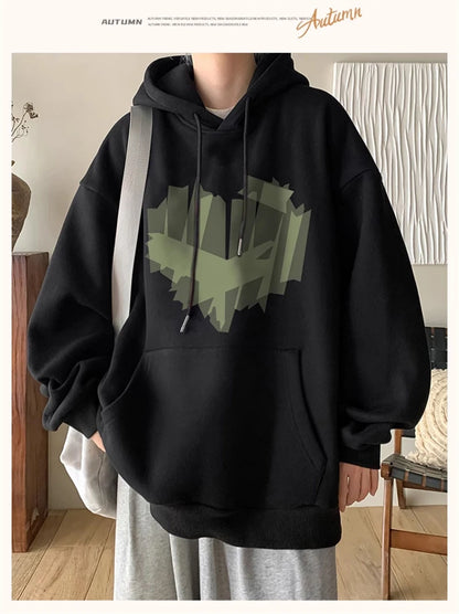 Autumn New Love Graphic Print Hoody Sweatshirts Man Hip Hop Oversized Streetwear Pullover Hoodies Y2K Vintage Casual Clothes Street King Limited