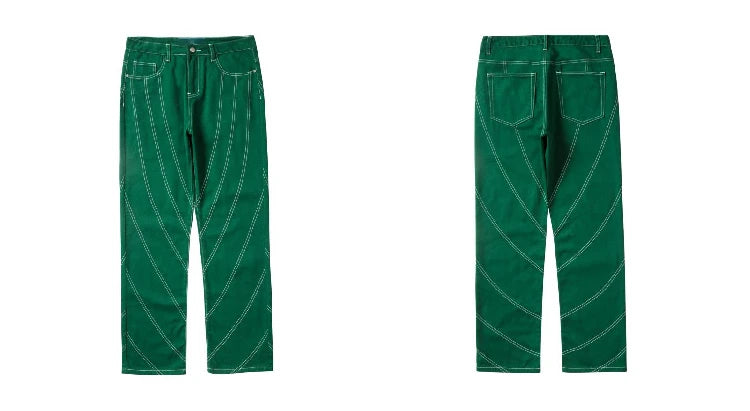 fashion design lines denim jeans mens zipper loose straight trousers hip hop new casual streetwear pants joggers baggy jeans unique joggers style 434