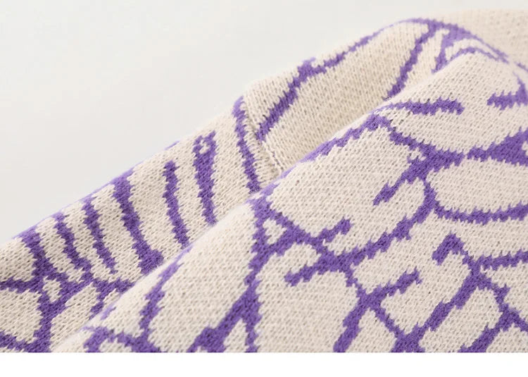 2023 Men Streetwear Sweater Hipster Spider Web Graphic Hip Hop Knitted Sweater Casual Loose Pullover Sweater Black Purple Street King Limited