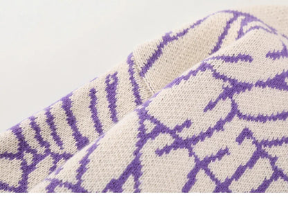 2023 Men Streetwear Sweater Hipster Spider Web Graphic Hip Hop Knitted Sweater Casual Loose Pullover Sweater Black Purple Street King Limited