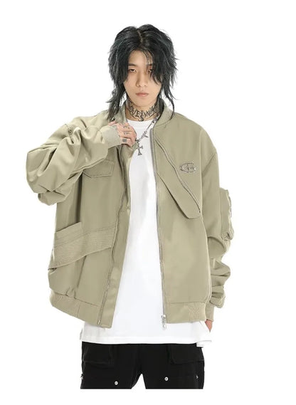american street pilot jacket mens spring irregular trend loose tooling male coats zipper multiple pockets couple baseball jersey unique default style 3294