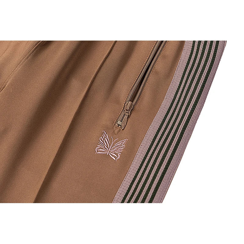 good quality brown motion casual pants men woman lovers trend side edge weaving embroidery drawstring loose trousers urban fashion pants