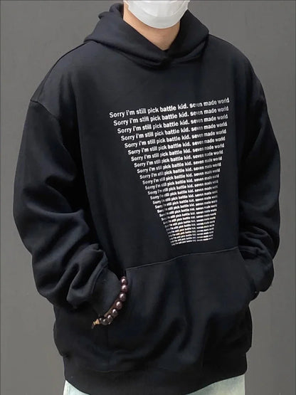 Oversized Flame Graphic Hoodie for Men