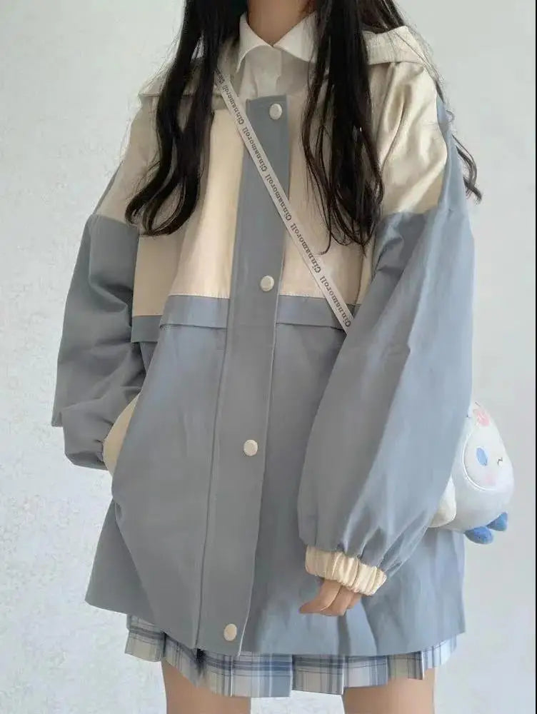 s 3xl basic jackets women patchwork design all match preppy style casual outerwear with hat daily harajuku streetwear clothing unique default style 4639