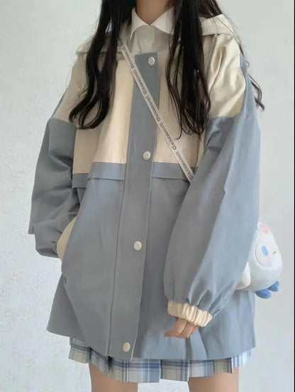 s 3xl basic jackets women patchwork design all match preppy style casual outerwear with hat daily harajuku streetwear clothing unique default style 4639