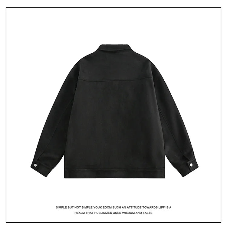 army green faux suede heavyweight jackets american street vintage outdoor jacket zipper lapel casual coats for men unique default style 5407