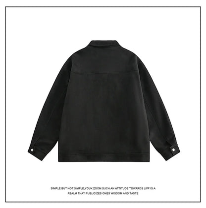army green faux suede heavyweight jackets american street vintage outdoor jacket zipper lapel casual coats for men unique default style 5407