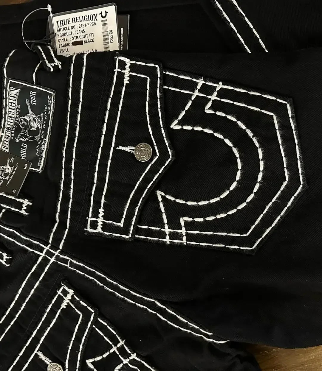 true religion vintage hip hop street leisure denim pants y2k gothic fashion embroidered straight leg wide leg jeans men clothing unique jeans style 3774