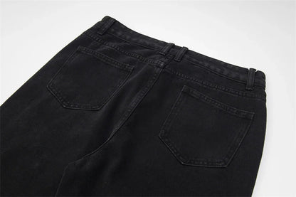 detachable button black washed baggy jeans for men straight harajuku ropa hombre loose denim trousers oversized cargo pants 1 unique cargo style 1150