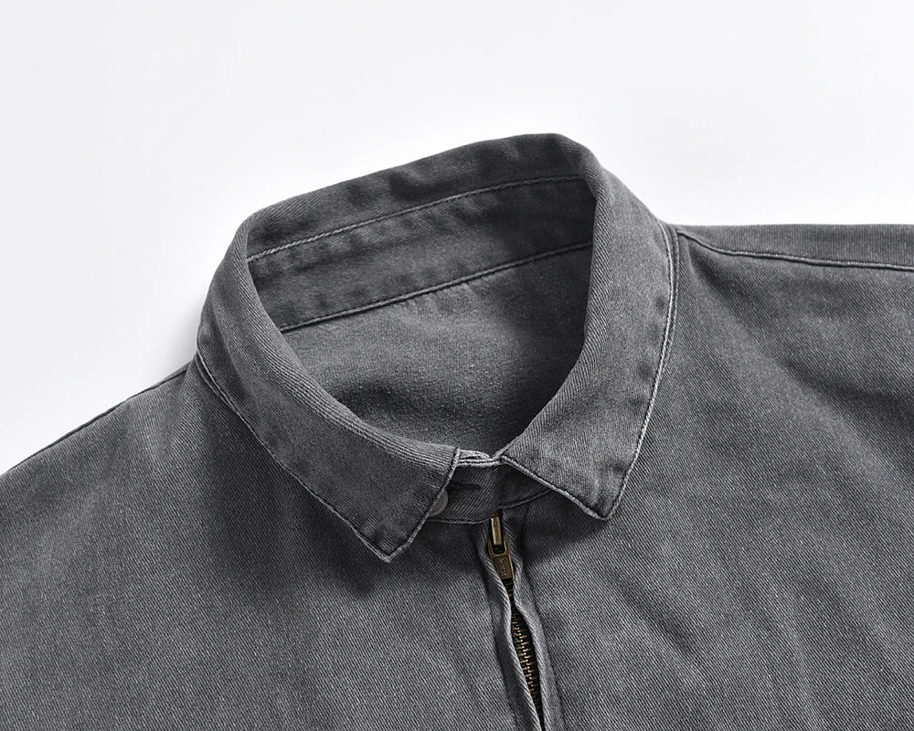 high street solid stand washed autumn jacket for men and women windbreaker baggy casual outwear coat oversized loose clothes clean everyday pants