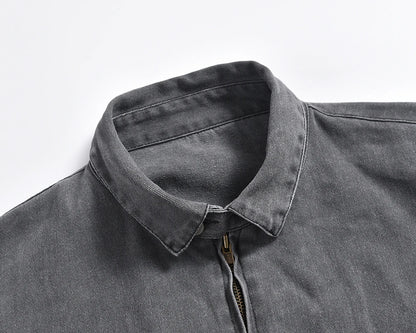 high street solid stand washed autumn jacket for men and women windbreaker baggy casual outwear coat oversized loose clothes clean everyday pants
