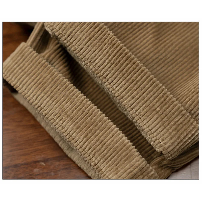 men american retro casual pure cotton corduroy pants japanese streetwear amikaji fashion straight cargo pant trouser unique cargo style 1879
