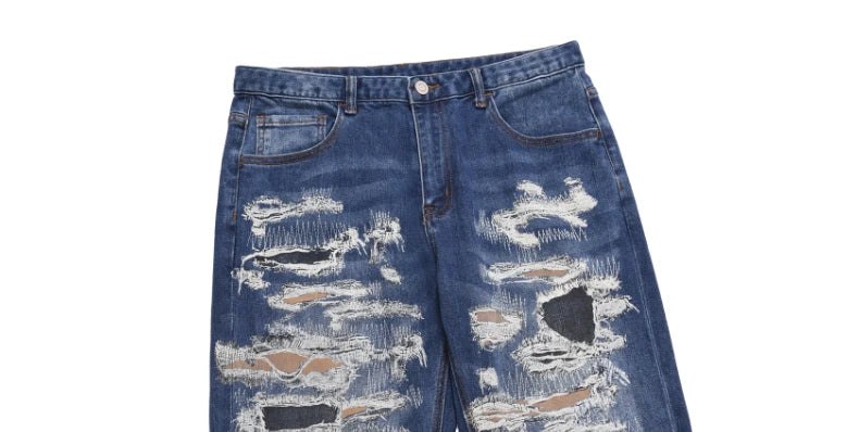 retro washed 3d printed fake distressed jeans hip hop denim pants streetwear jean pants mens harajuku cotton trousers joggers unique joggers style 2876