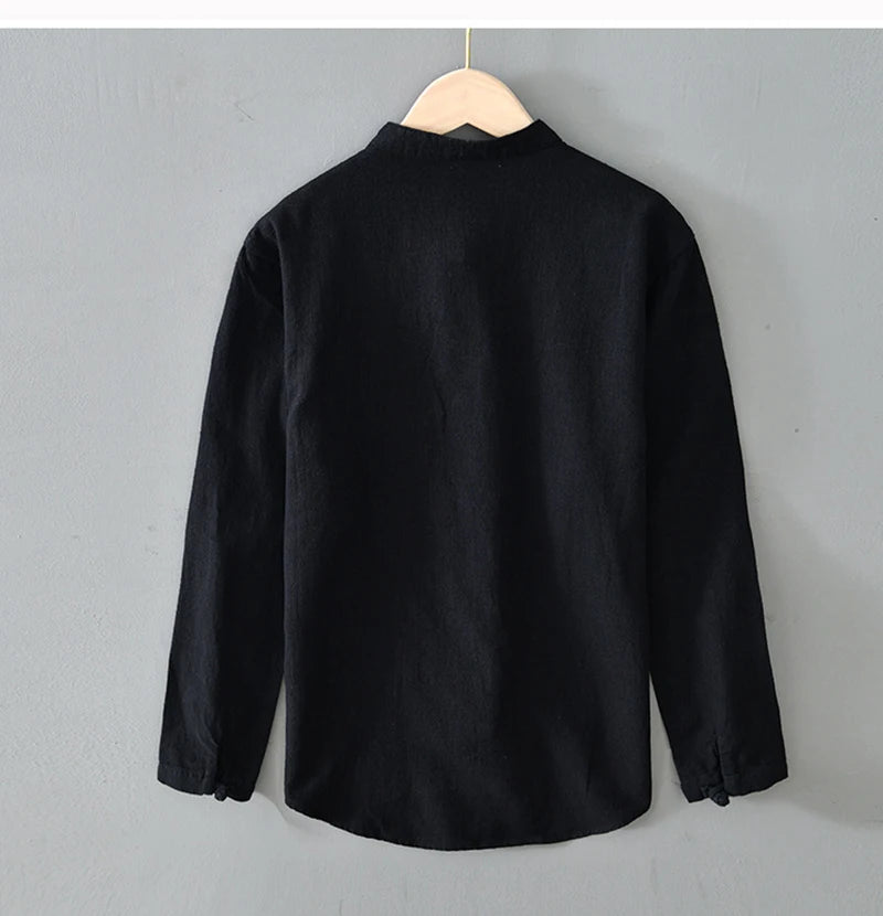 Men's Shirt Vintage Cotton Linen Long Sleeve Shirt Spring Summer Autumn Loose Fashion Casual Blouse Male Plus Size Cardigan Top Street King Limited