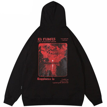 "Red Clouds" Unisex Men Women Streetwear Graphic Hoodie Daulet Apparel