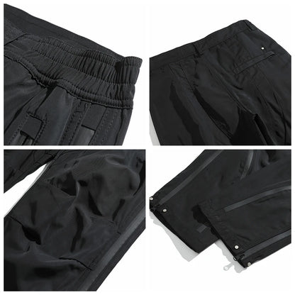 Vibe Style Nylon Rubber Pressing Joggers Men's Urban Streetwear Fashionable Adjustable Zipper Up Functional Cargo Trousers Street King Limited