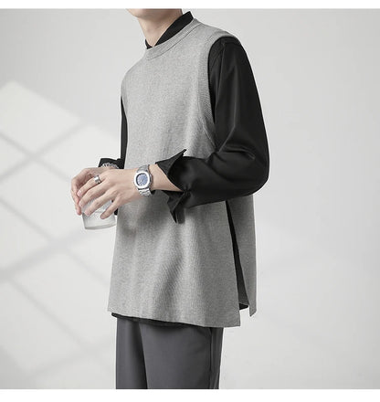 Slim Fit Sweater Vest Men Warm Fashion Casual Knitted Pullover Men Korean Loose Sleeveless Sweater Mens Jumper Clothes M-3XL Street King Limited
