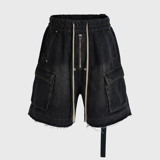 vintage jean shorts for men summer multi pocket loose cargo denim short pants retro y2k shorts techwear combat utility trousers