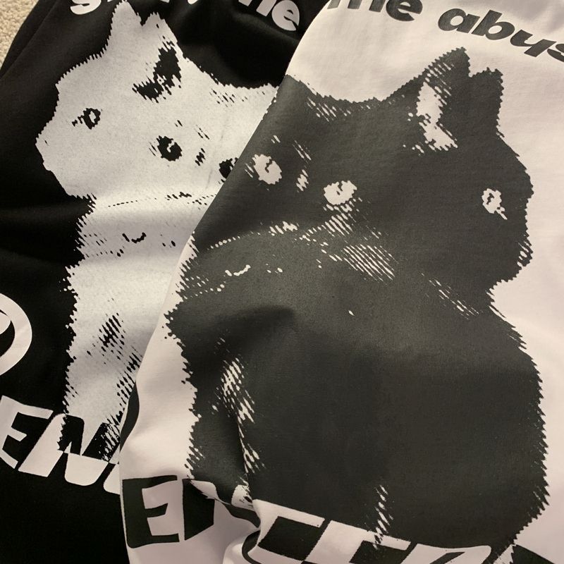 European and American Cute Cat Personalized Graphic T shirt Fashion y2k Cotton Street Retro Hip Hop Harajuku Oversized T shirt Street King Limited
