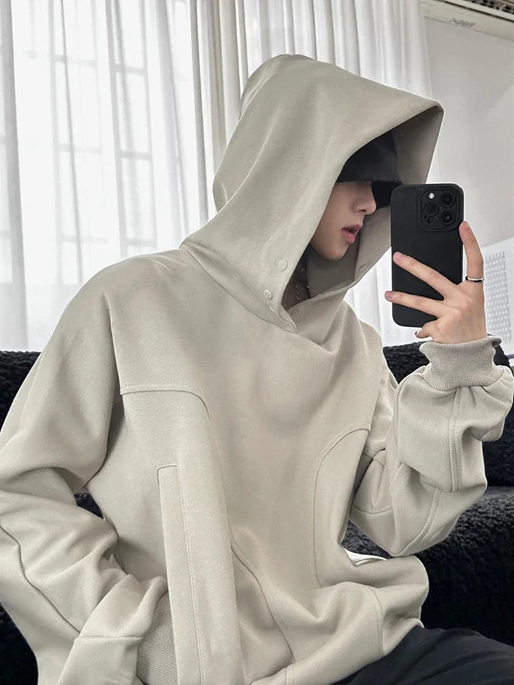 Streetwear Autumn Fleece Button Up Neck Hip Hop Sweatshirts For Men Solid Color O Autumn Fleece Button Up Neck Hip Hop Sweatshirts For Men Solid Color Oversized Y2K Hoodies High Street Fashion Hooded Tracksuit Fashion Sweater Jacket With Graphic Design For Men
