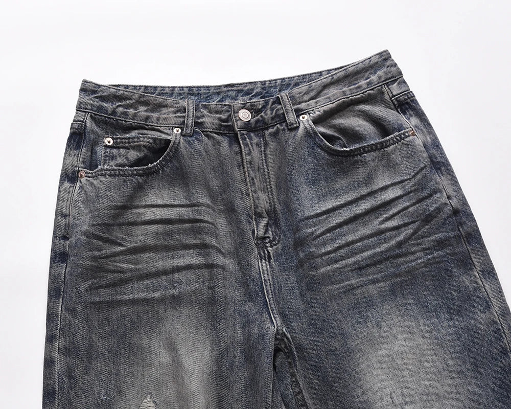 frayed hole distreesed big hole baggy jeans for men and women pantalones hombre streetwear y2k casual denim trousers oversized unique jeans style 5815