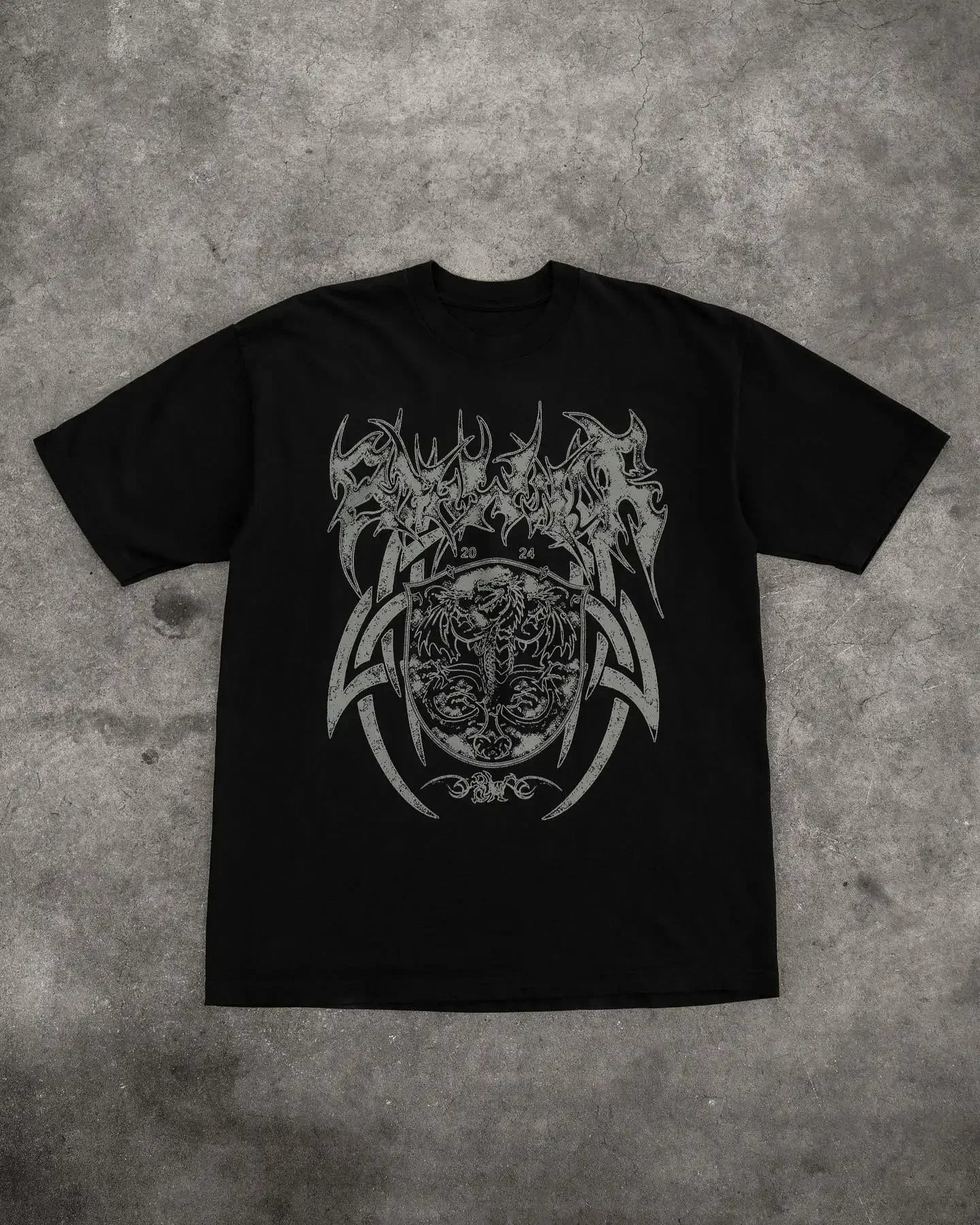 Y2K Streetwear Fashion Shenlong Letters Oversized T-Shirt Men's Retro Casual Loose Harajuku Gothic Short Sleeve Bottoming Shirt Street King Limited
