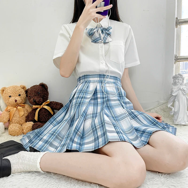 Jk Uniforms Gyaru School Uniform for Girl Student Pleated Skirt Uniform Set Women Short Sleeve Bow Tie Seifuku Japanese Style Street King Limited