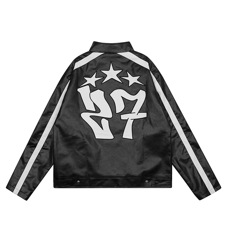 men racing jackets fashion letter embroidery patchwork jacket coats hip hop pu lether outerwear autumn casual streetwear jackets unique default style 4499
