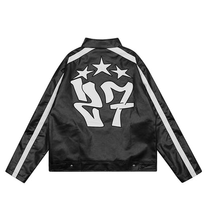 men racing jackets fashion letter embroidery patchwork jacket coats hip hop pu lether outerwear autumn casual streetwear jackets unique default style 4499