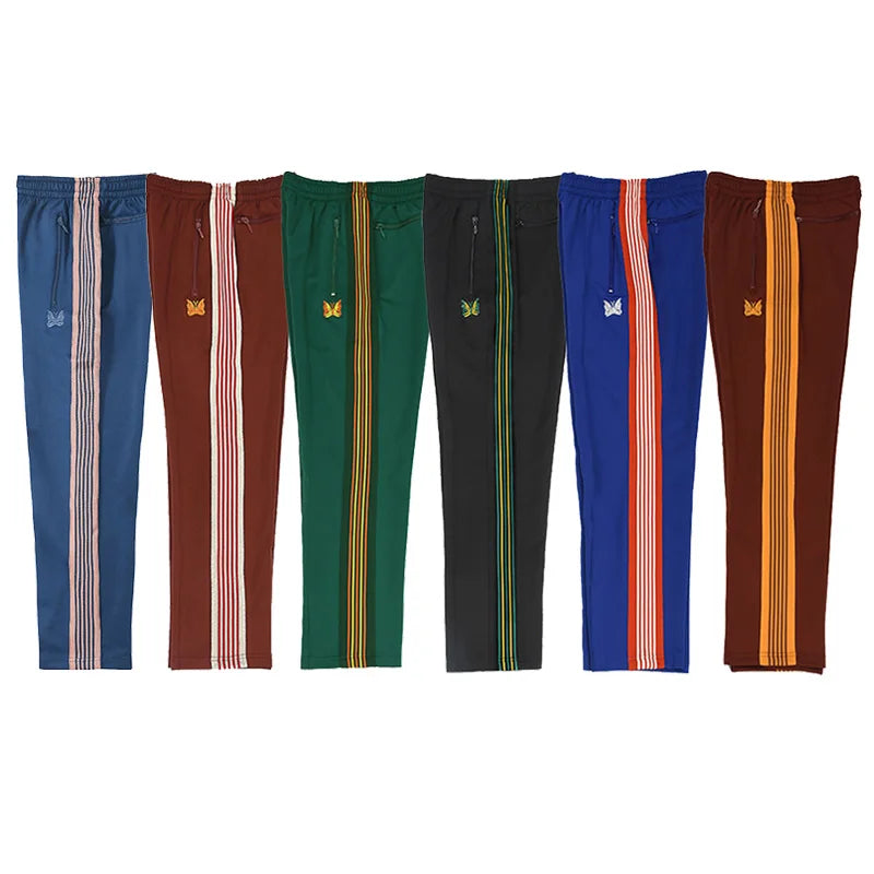 good quality brown motion casual pants men woman lovers trend side edge weaving embroidery drawstring loose trousers unique default style 4816