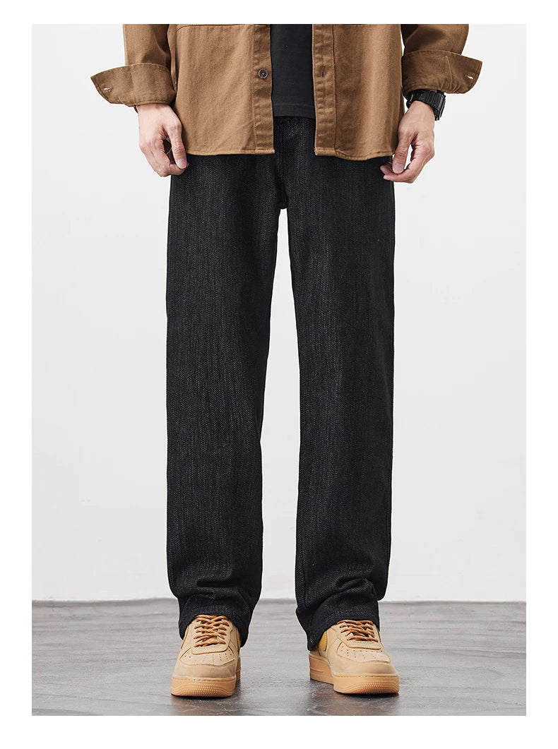 plus size 28 42 micro elastic jeans men classic fashion casual loose straight black denim jeans pant cityboy jeans long trousers unique jeans style 2027