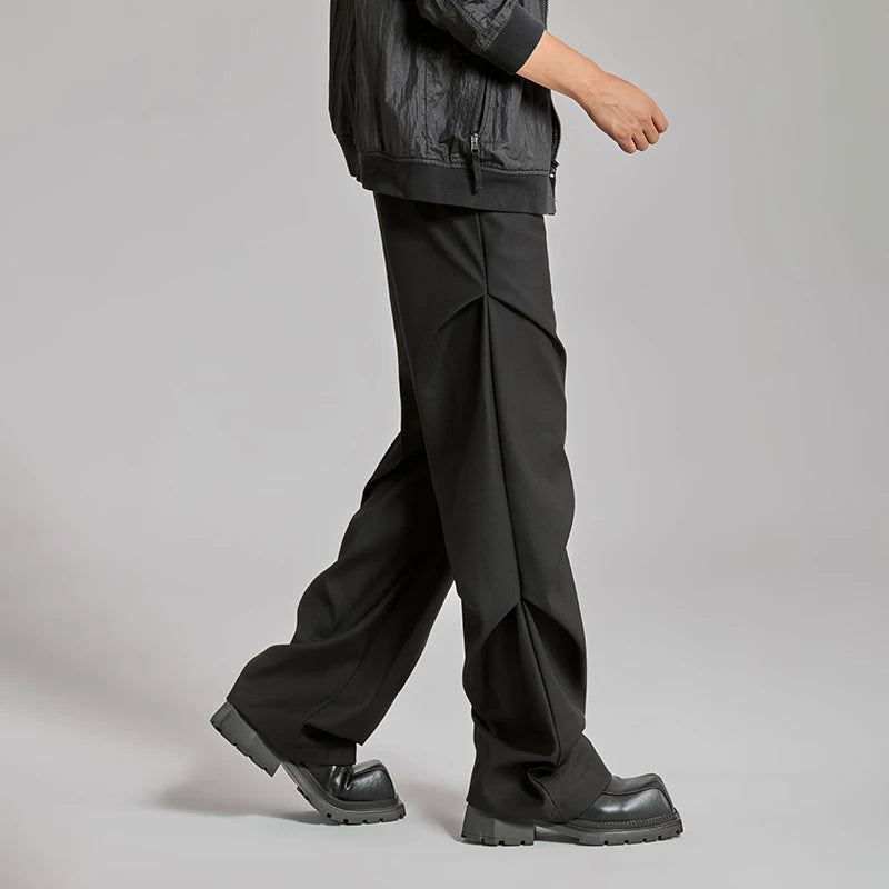 extended length edition wrinkle fashion men streetwear fashion hip hop vibe loose casual straight black suit pant trousers urban fashion pants