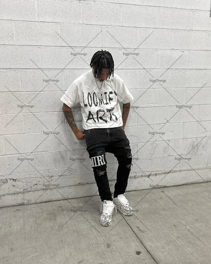 2024 Summer American Fashion Brand Street T-shirt Letter Printing Oversized Short-sleeved Men Y2K Fashion Loose Casual Clothing Street King Limited