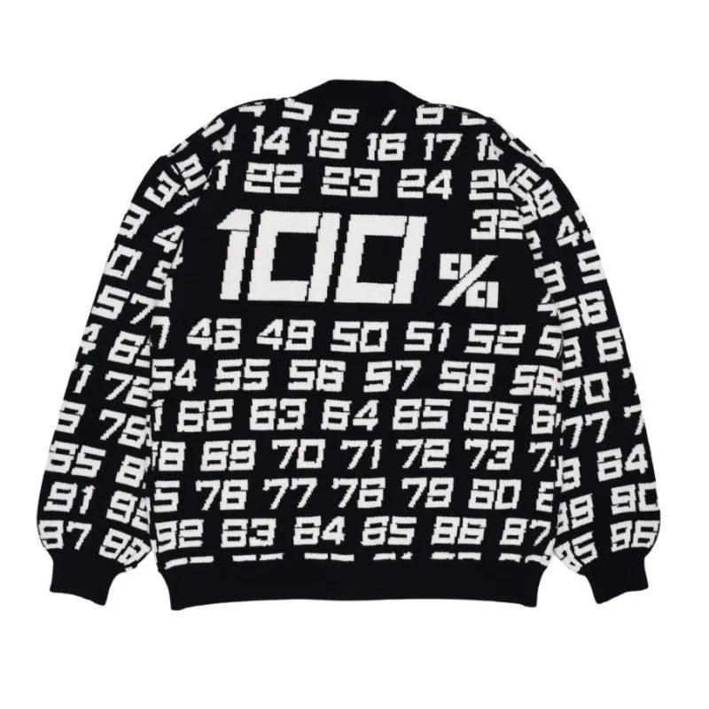 Jacquard pattern retro high street top warm Y2k women's sweater pullover knitted cardigan button super street top Street King Limited