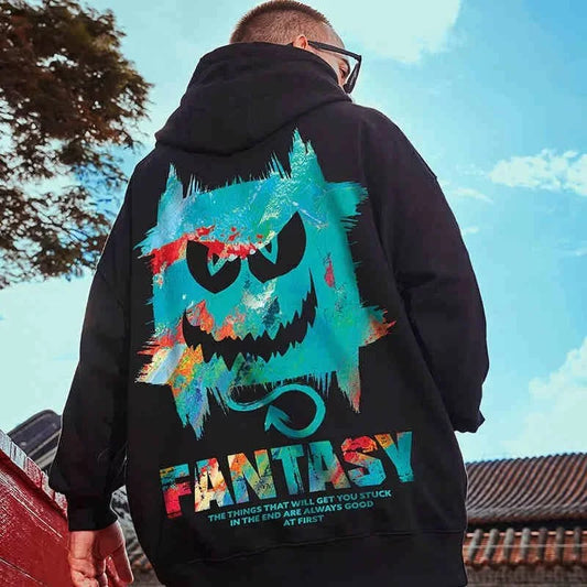 Harajuku Devil Graffiti Print Oversized Hoodies For Men Autumn Hooded Sweatshirts Couples Hip Hop Fashion Hoodie y2k Streetwear Street King Limited