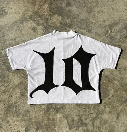 Y2k Streetwear Gothic Anime Graphic Print Oversized T-Shirt Men's Fashion Harajuku Rock Loose Round Neck Casual Short Sleeve Top Street King Limited