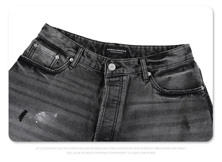 Splashing ink to wash old baggy retro jeans Street King Limited