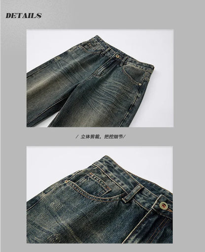 mens streetwear fashion loose casual plus size straight wide leg denim baggy jeans pants boyfriend jeans trousers unique jeans style 2810