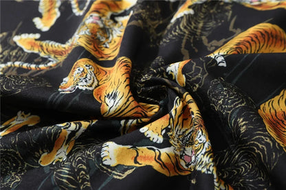 Dark Icon Tiger Print Street Fashion Men's Shirt 2021 Summer Polo Shirt Thin Material Hawaiian Shirt Male Blouse Street King Limited