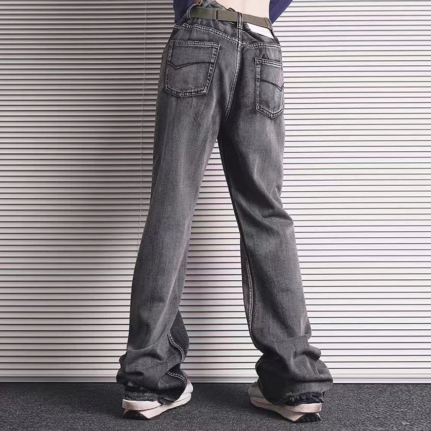 Harajuku Washed Vintage Straight Wide Leg Denim Pants Men and Women High Street Baggy Casual Flare Jeans Pants  Y2K Oversized Street King Limited
