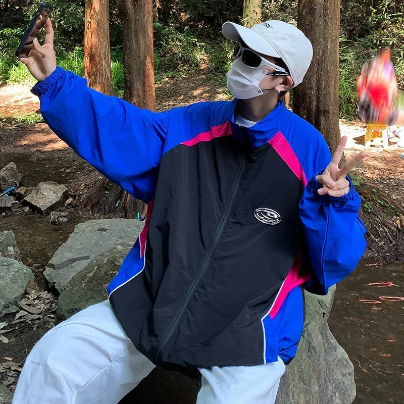 new sport charge jacket mens korean trend color blocking quick drying thin coats summer outdoor sunscreen casual windbreaker unique default style 1911