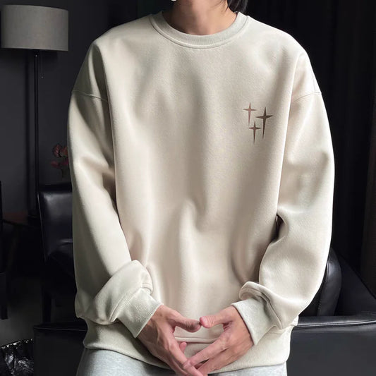 Trendy Korean Personalized Street Sweatshirt Men American Fashion Brand High Street Hip Hop Letter Round Neck Long Sleeved Top Street King Limited