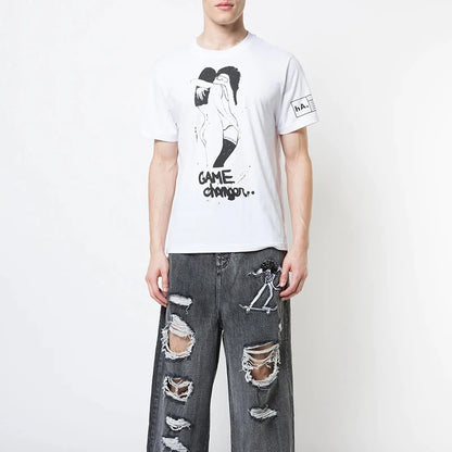 HACULLA T Shirts Men Woman Spring Summer White 1:1 Good Quality O-Neck Casual Vintage Top Tees Street King Limited